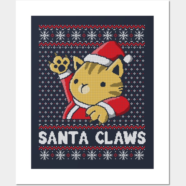 Xmas ugly sweater Cat Santa Claws Wall Art by NemiMakeit